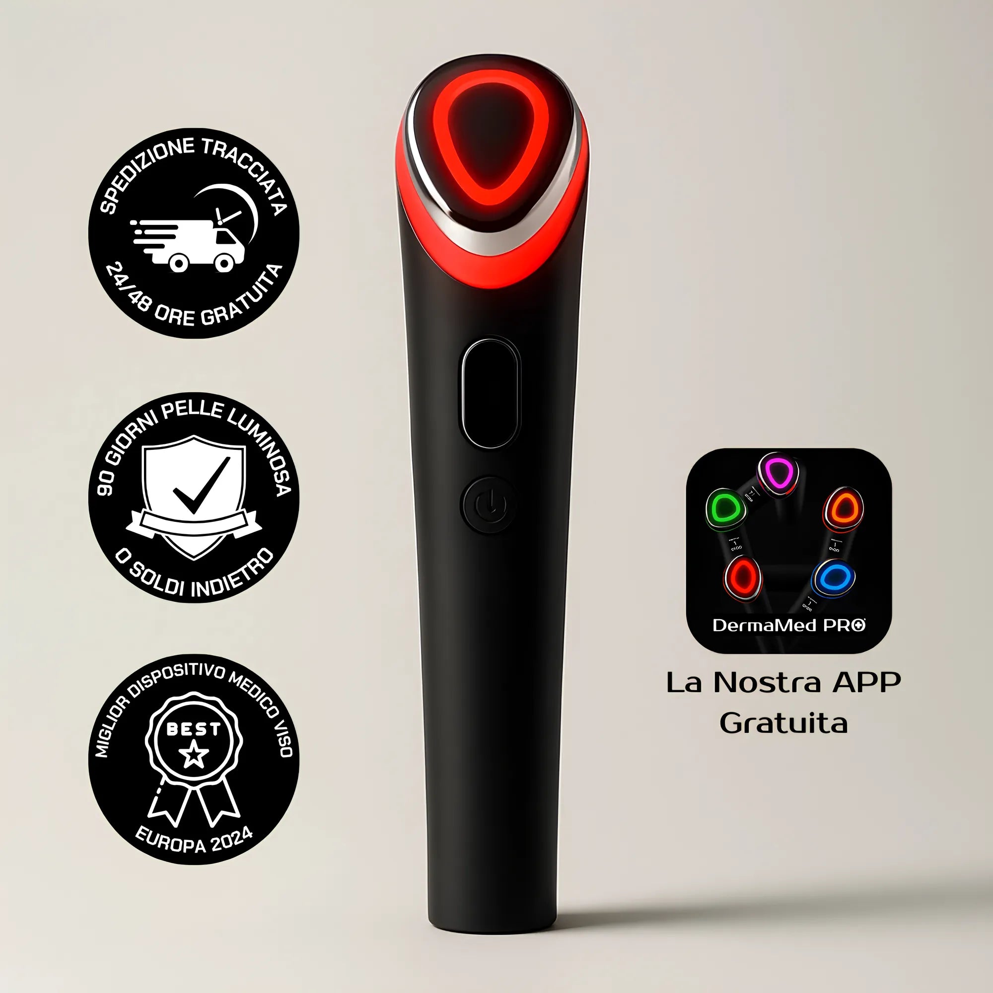 ⚕️DermaMed PRO®: Dispositivo Anti-Age Viso EMS, EP & LED + La nostra APP PREMIUM
